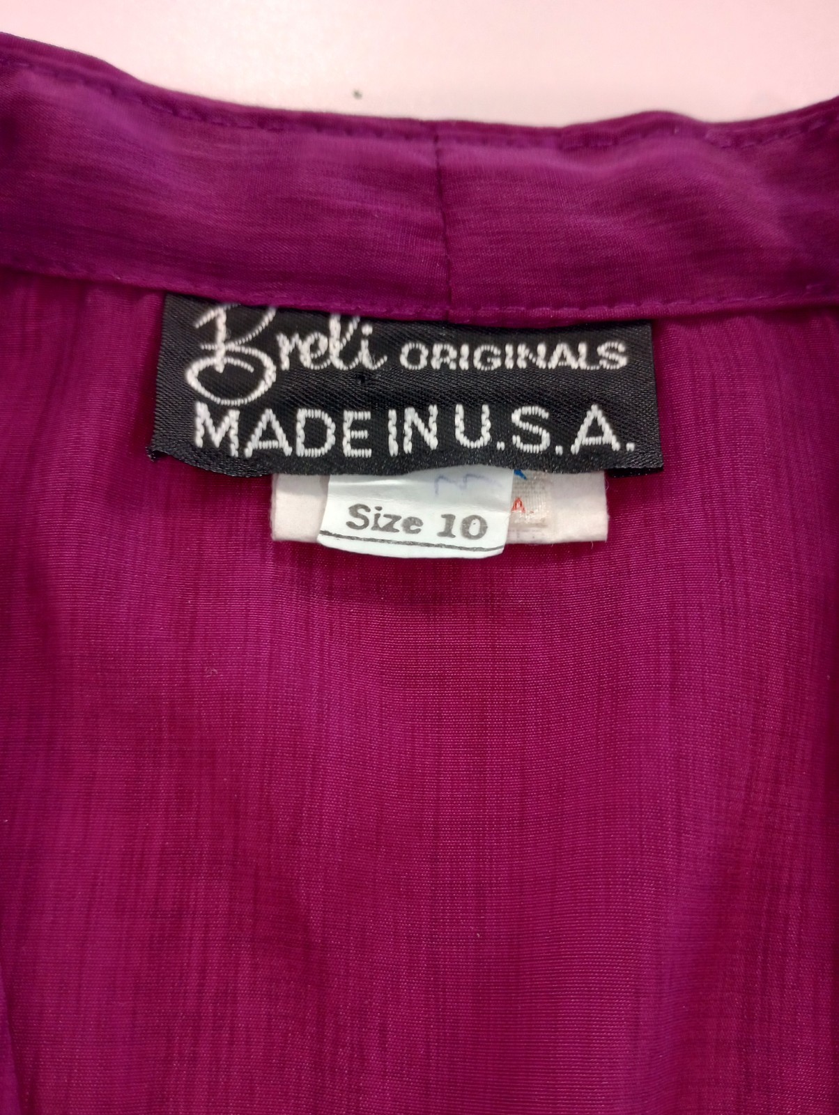 Vtg Breli Originals Women’s 10 Midi Dress Maroon 3/4 Sleeve Low Cut V Neck Slit