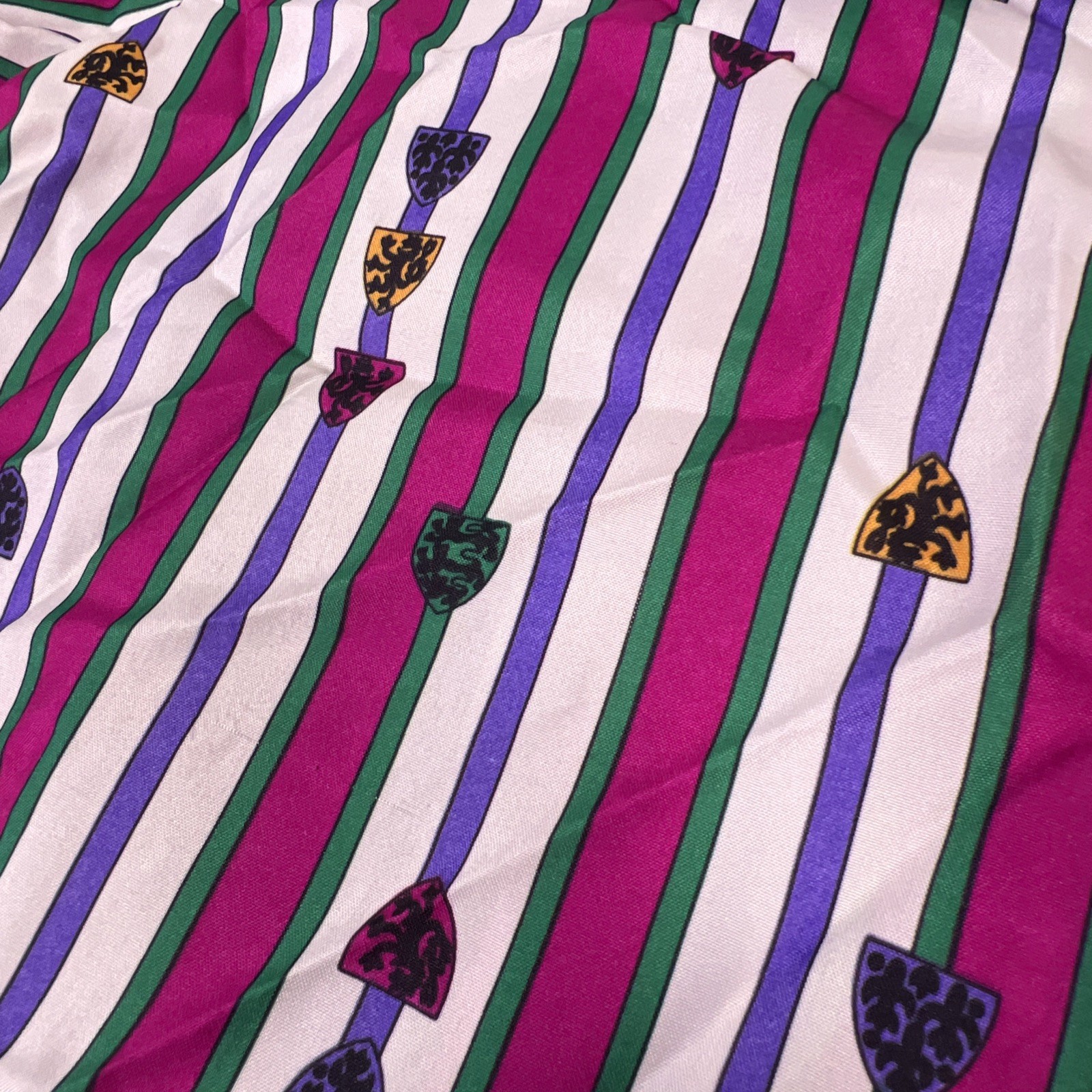 Vintage 70s/80s Alley Cat II Multicolor Blouse Shirt Necktie Size 44 USA Made