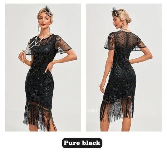 1920s Flapper Dress Women’s Great Gatsby Color Sequin Tassel 20s Party Dress