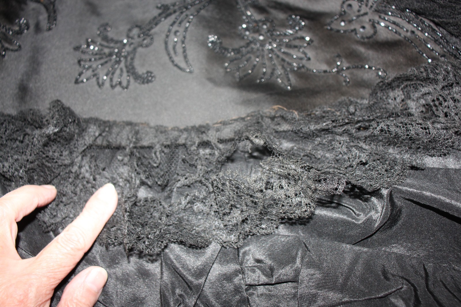 Antique Edwardian Victorian Black Mourning Cape Exquisite Design Lace Beads