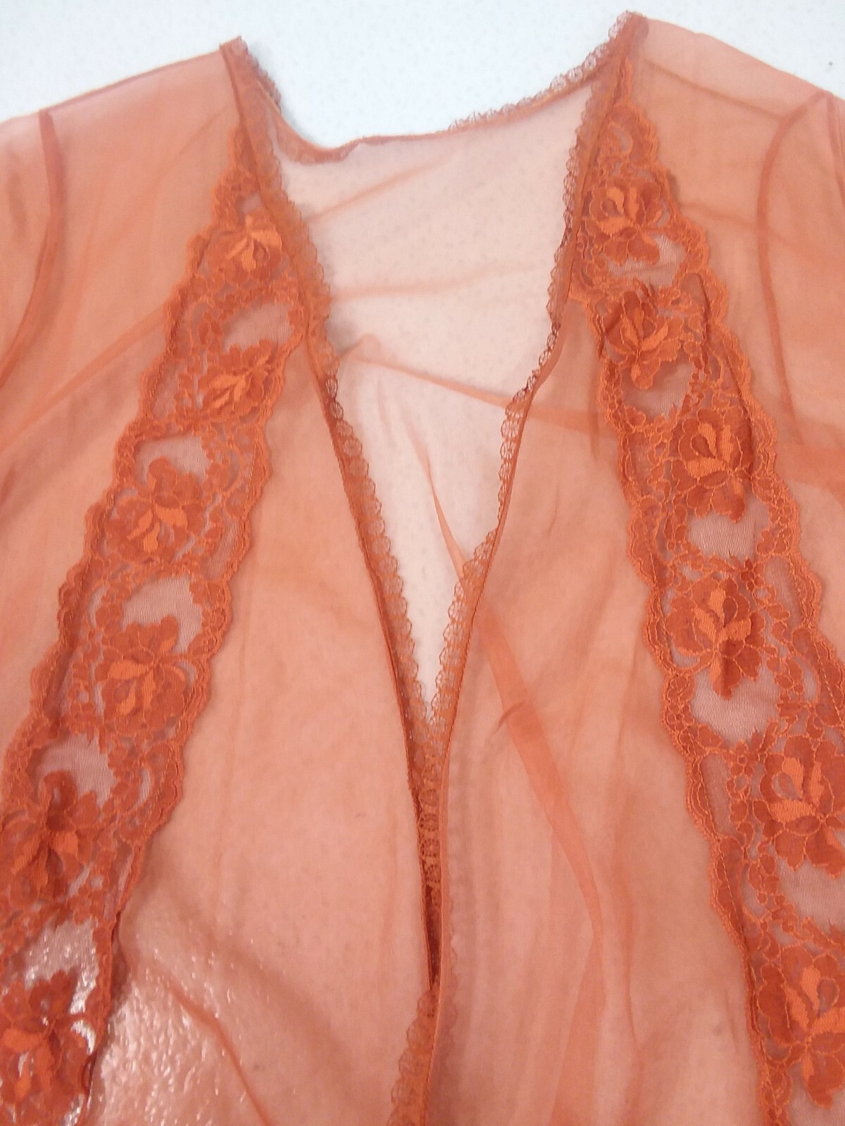 Vintage Jenelle of California Sheer Robe Womens S Lace Nightie Cov 9.19 BC
