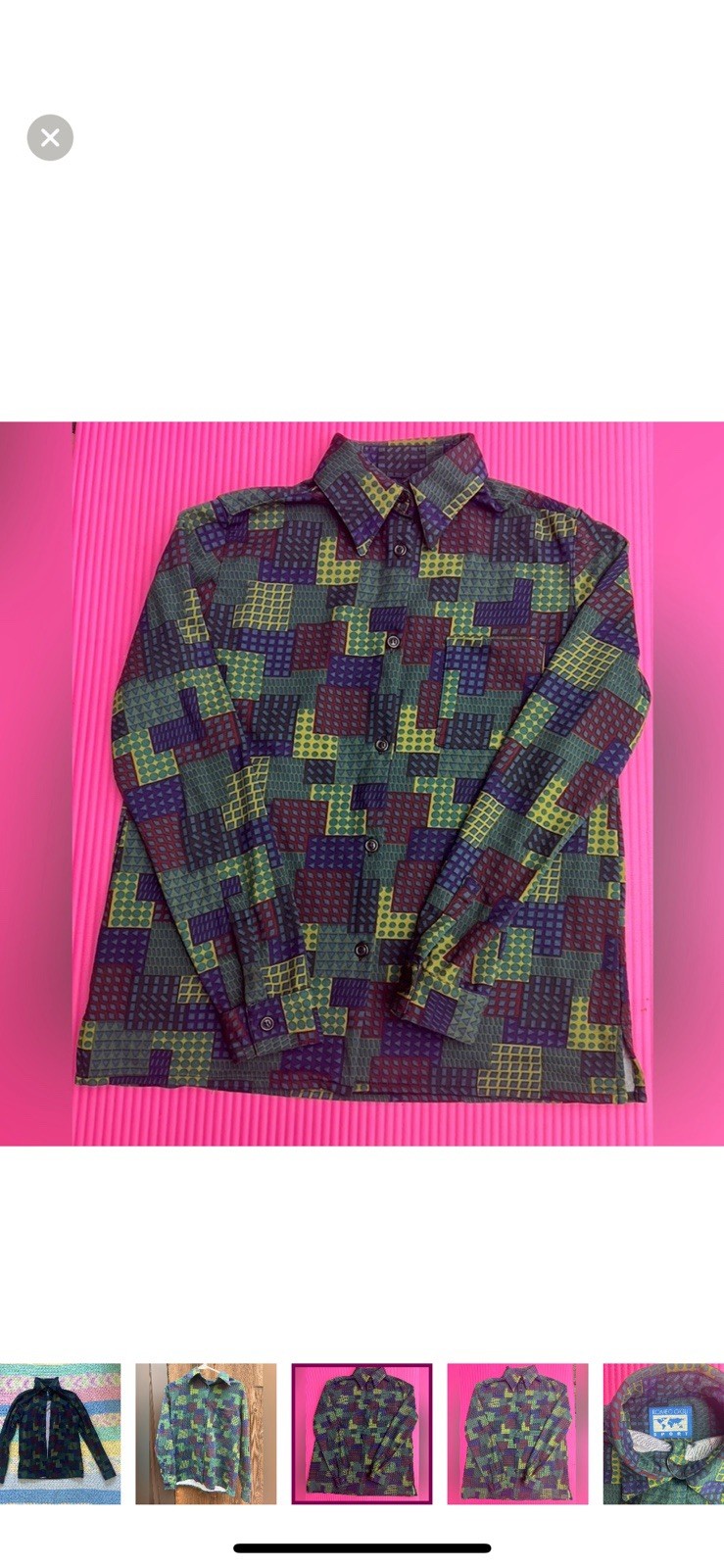 ROMEO GIGLI VINTAGE 1990’s GEOMETRIC PRINT WOMENS SPORTS SHIRT SIZE S