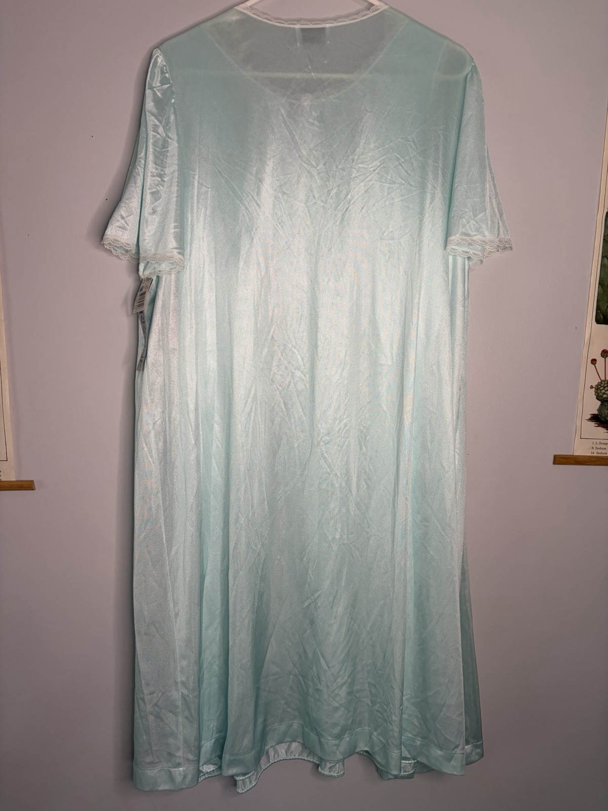 Vintage Lorraine Peignoir Set Nightgown Pale Blue Floral And Lace Detail NWT L