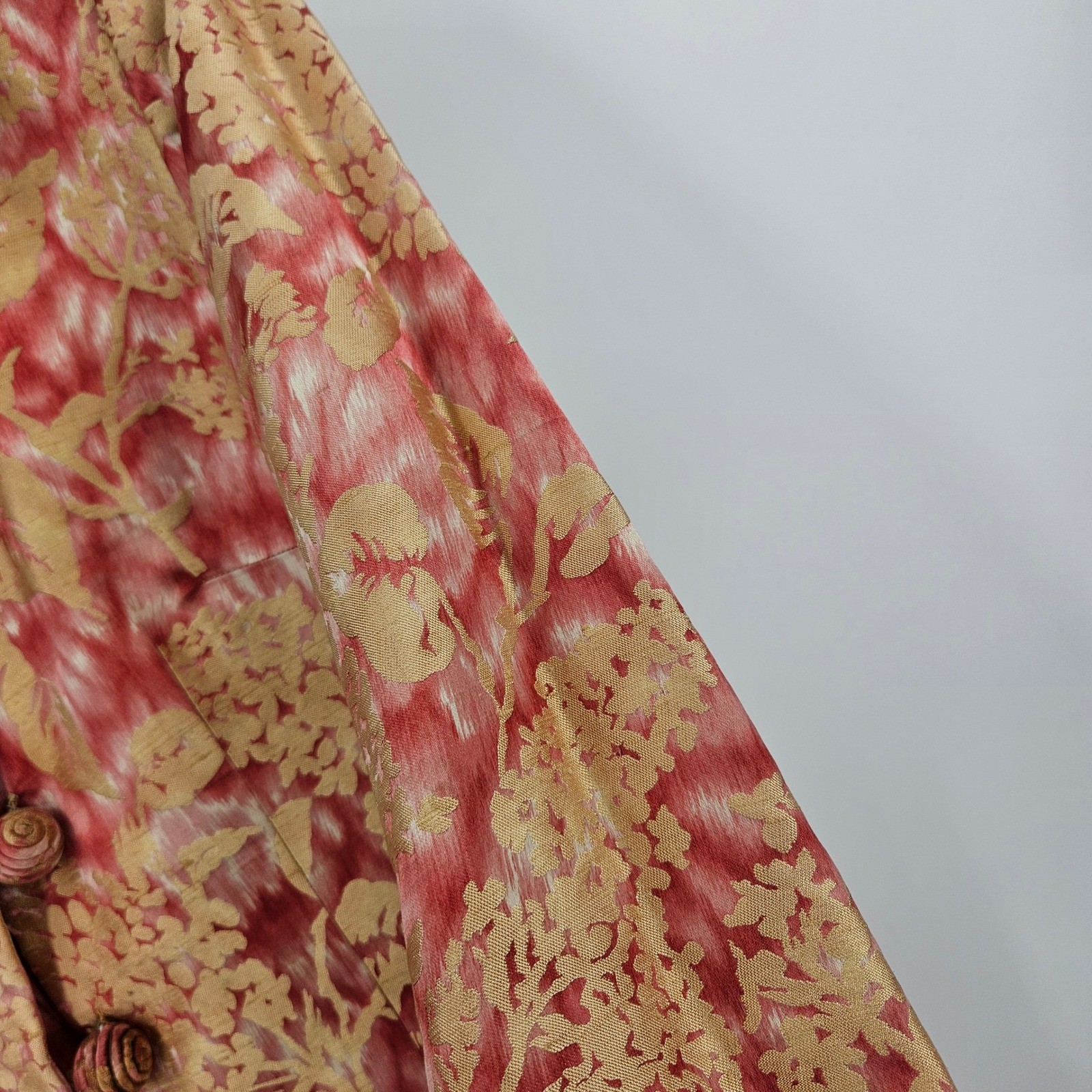 Vintage 1950s Mollie Parnis Dress Set Pink Gold Floral Brocade Office Mad Men XS