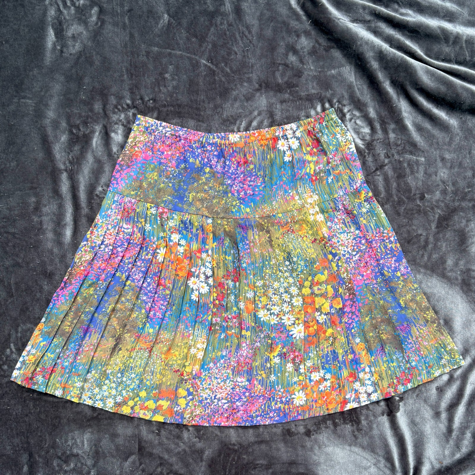 vtg 70s 80s Whimsical Hippie Boho Ditsy Floral Sheer Pleated Skirt VTG SZ 18
