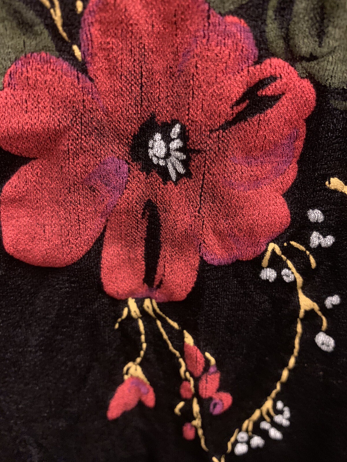 Vintage Kathy Ireland Plus Blouse Black Short Sleeve With Floral Design Size 2XL