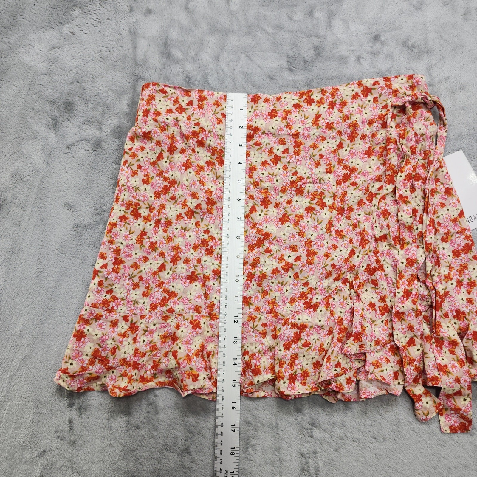 NEW Vintage Y2K Joe BenBasset Skirt Womens L Orange Pink Mini Faux Wrap Ruffled