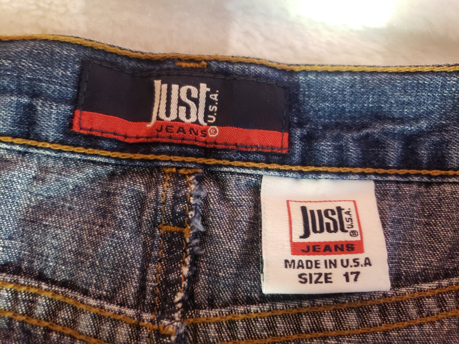 Vintage Just Jeans USA Denim Maxi Skirt Juniors Size 17 Blue Straight Front Slit