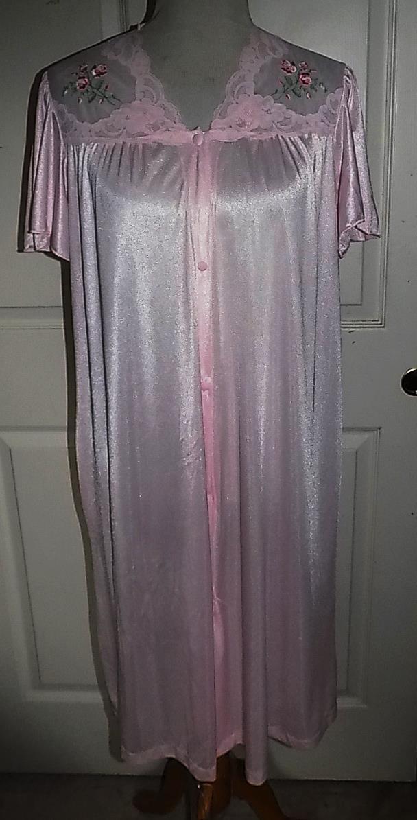 Vintage 70s 80s Pink Nylon Nightie Robe Sears Medium B42 34 1/2 / 37