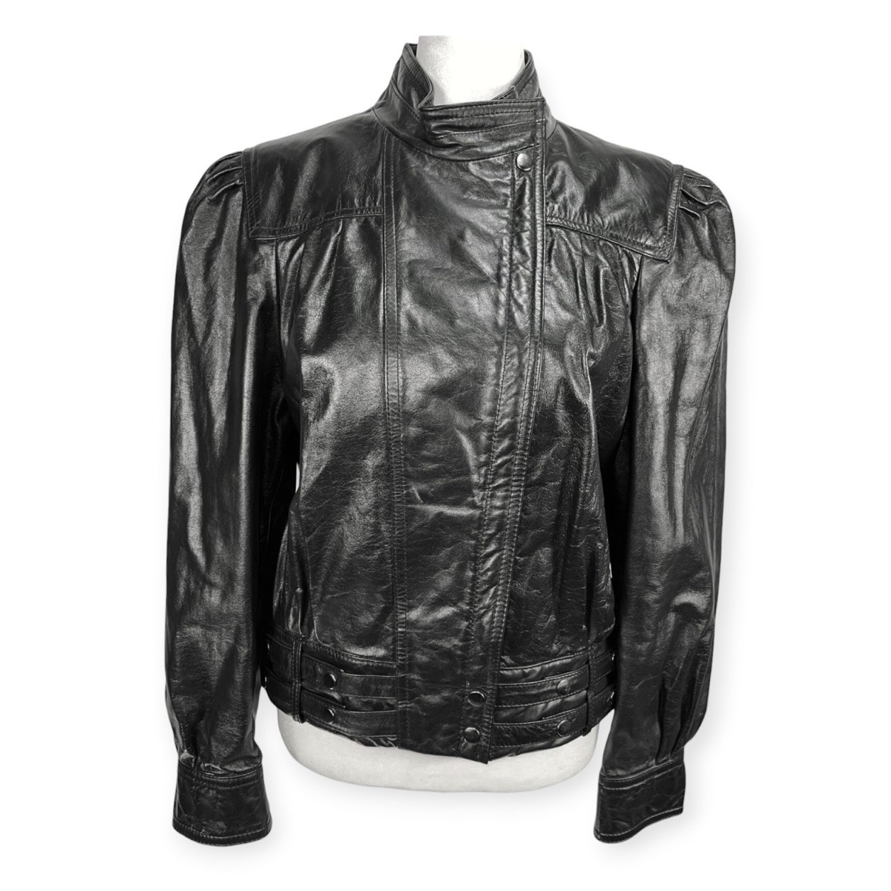 VTG 80s NEW WAVE LEATHER THRILLER JACKET PUNK ROCK GOTH HALLOWEEN BIKER EDGY EMO