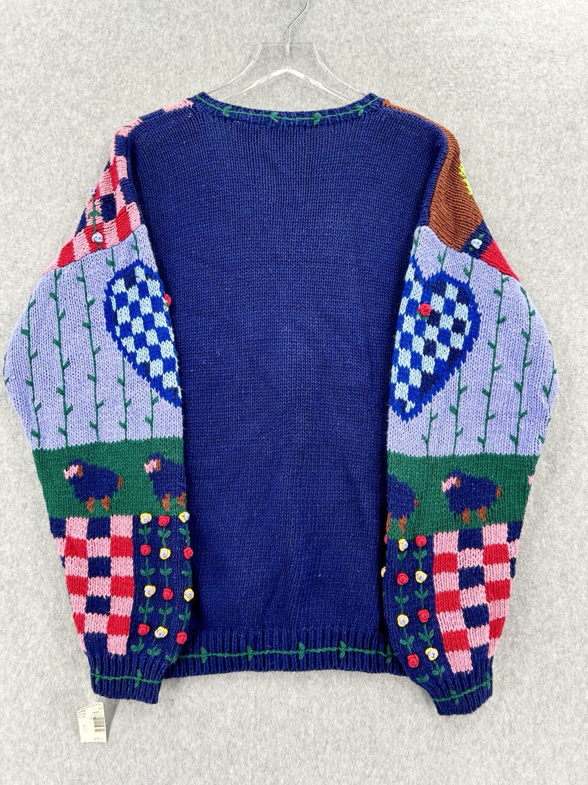 NEW Vtg Cardigan Sweater Large Barn Farm Animal Cow Knit Cardigan Size XL NWT