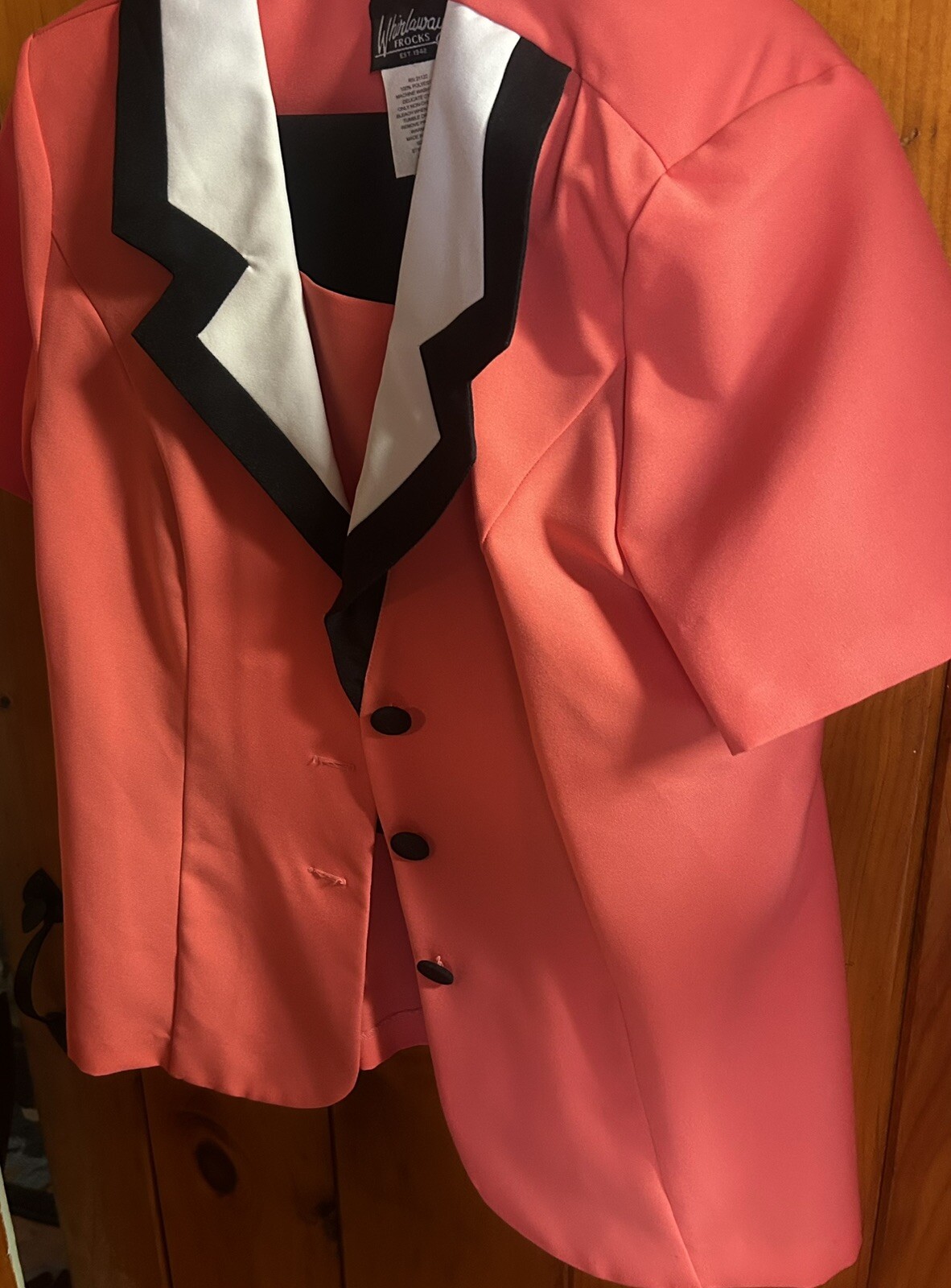 NWOT Vintage Whirlaway Frocks Pink, White Black 2pc Set Skirt & Suit Jacket 14