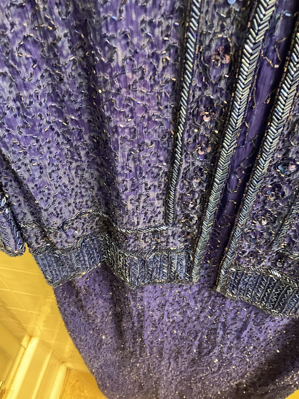 Vintage Laurence Kazar 100% silk cobalt blue heavy beaded cocktail dress size 1X