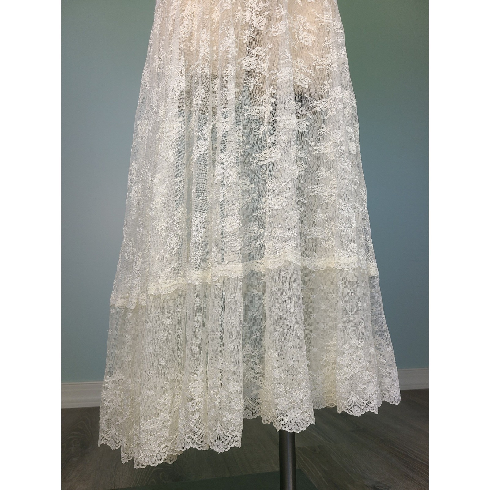 VTG 70s Handmade Lace Wedding Dress Drop Waist Romantic Gibson Girl Art Nouveau