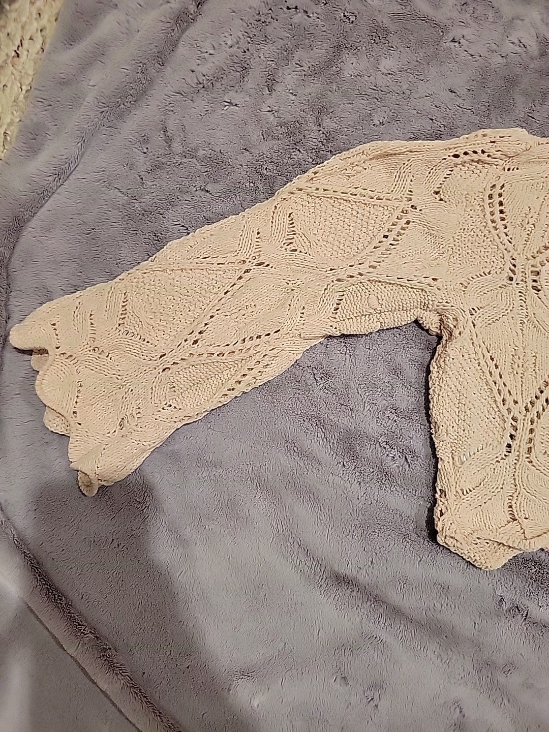 Originality Crochet Crop Top Women XL Cream Soft Boho Coverup Sweater Festival