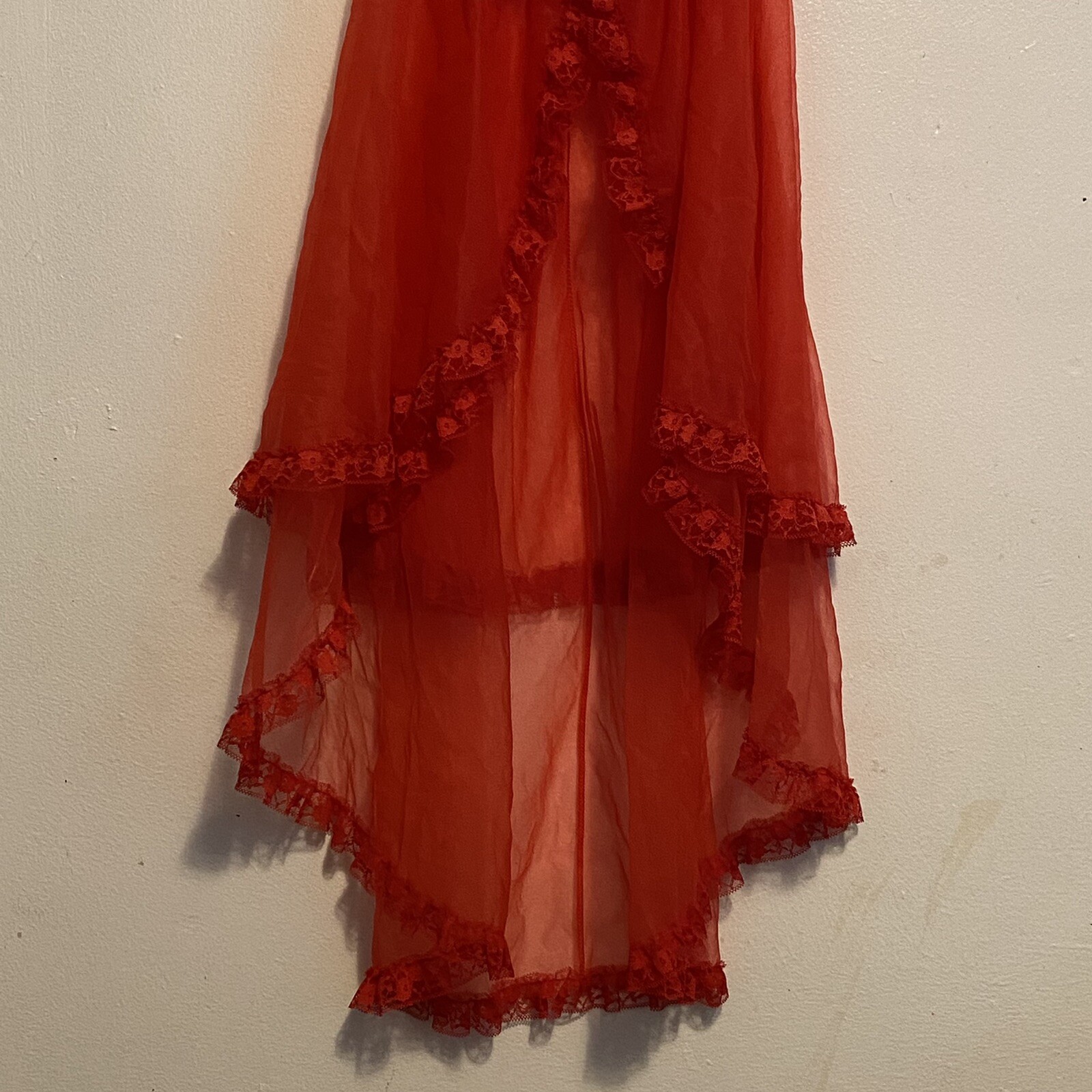 Vintage Stroke Of Midnight Red Night Gown Babydoll Womens Medium Made In USA