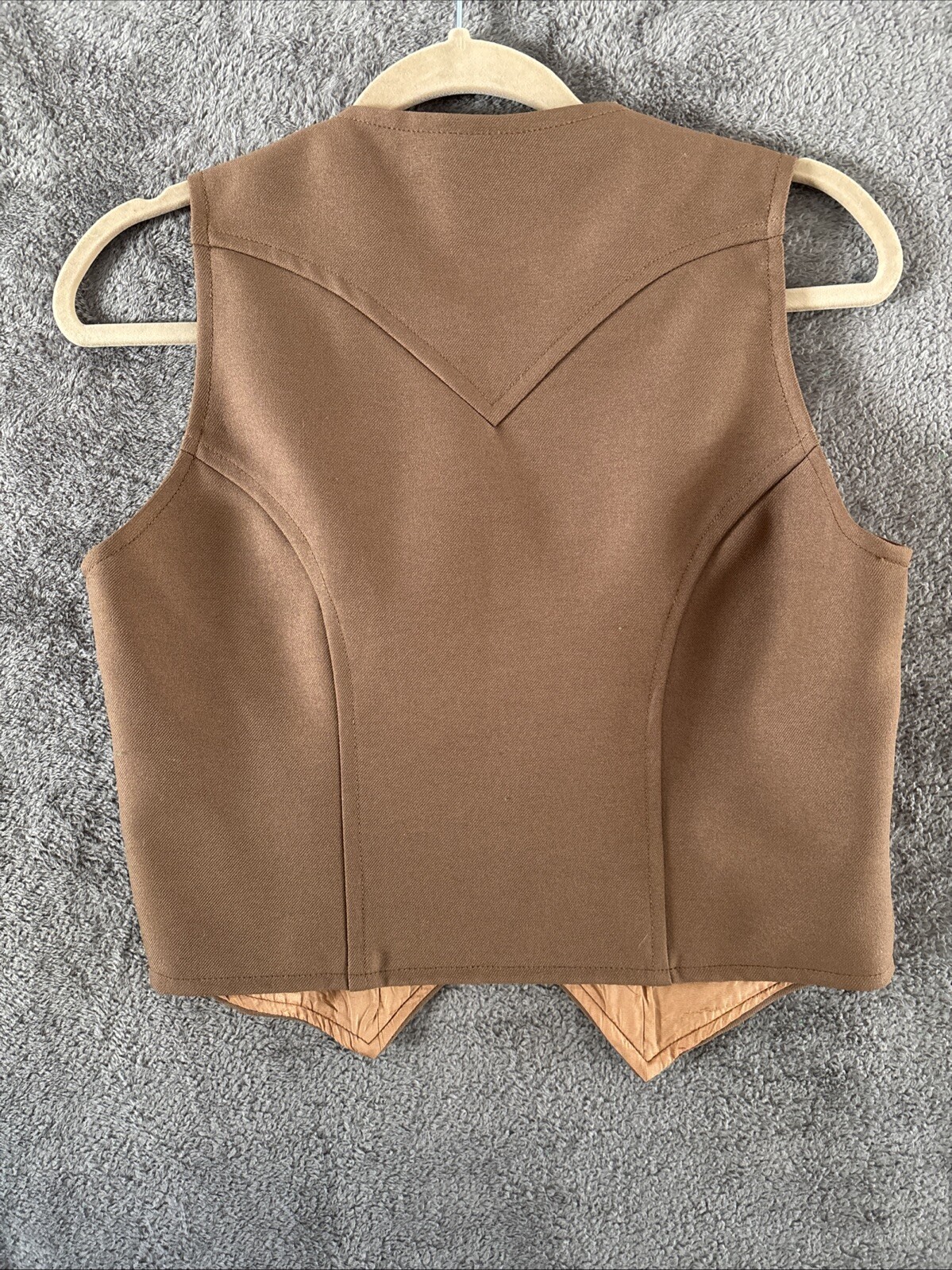 Lady Dickson Jenkins Vest 1970s Vintage Beige Button Front Fitted USA Made SNL