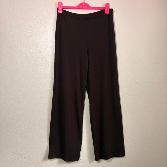 Vintage Talbots Size M Baggy Wide Leg Casual Pull On Pants Espresso Brown Flowy