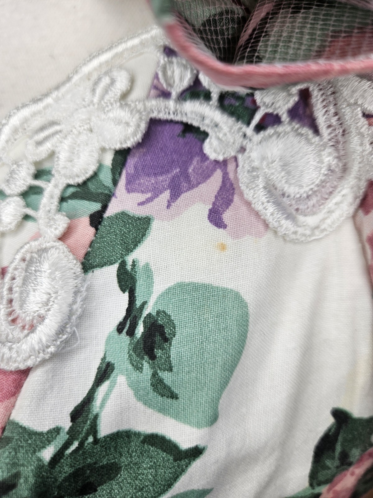 Vtg Jessica McClintock Sz 11/12 Floral Puff Sleeve Dress Tulle Underskirt USA