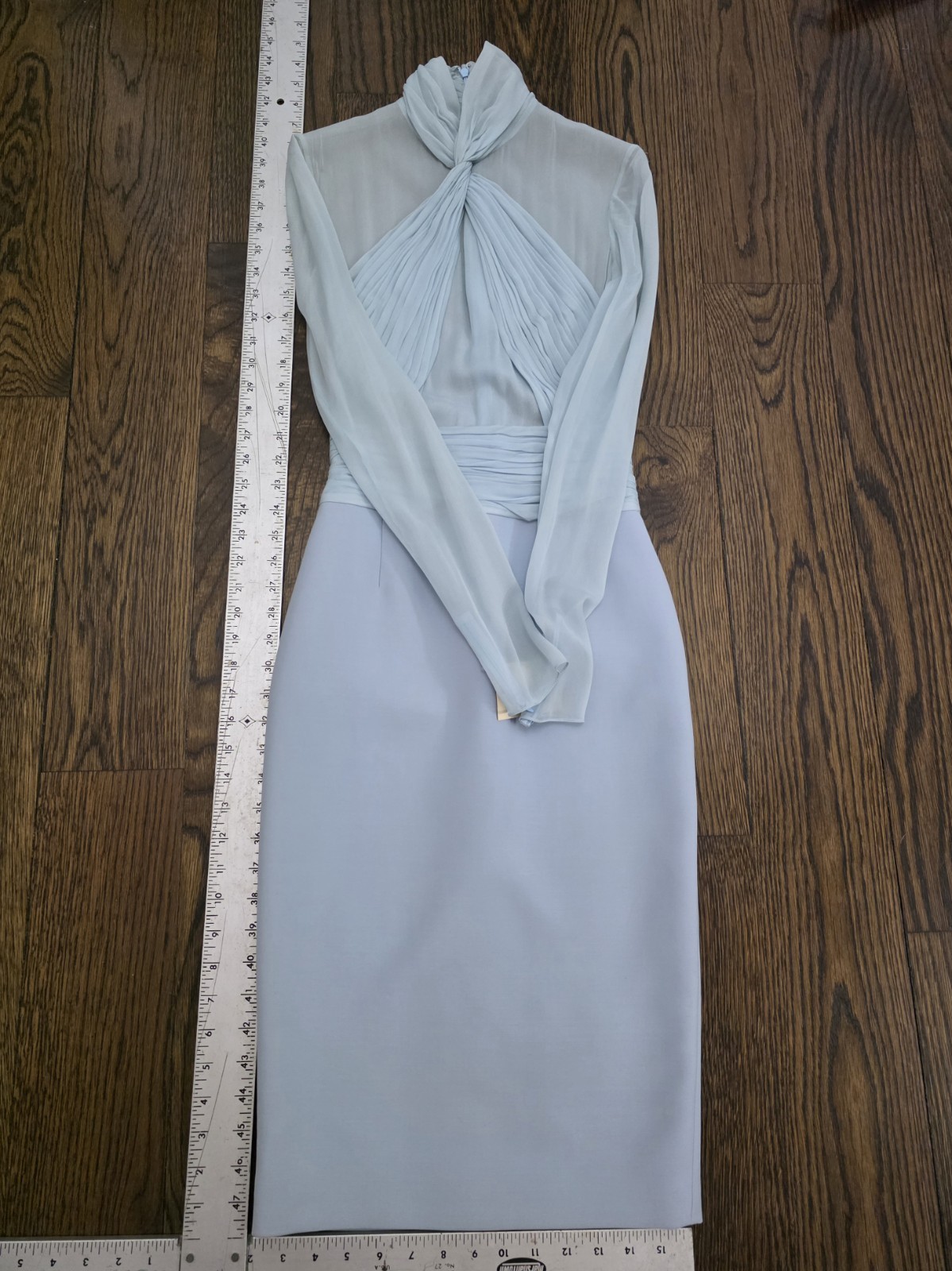 Vintage Emilio Pucci Silk Light Blue Chiffon Wool Sheath Dress IT38 NWT W/Hanger