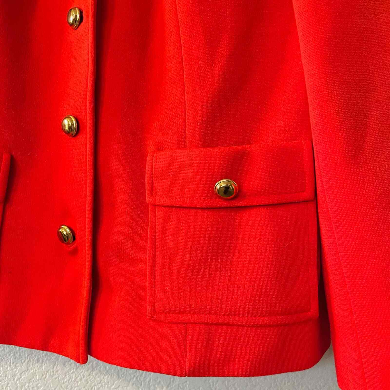 Vintage 60s 70s Butte Knit orange red poly wool blend blazer retro funky S-M