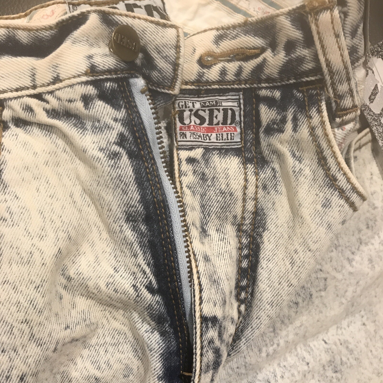 VTG 80s GET USED BY ELIE TAHARI ACID WASH WOMAN DENIM JEANS 28 HONG KONG NIP NOS