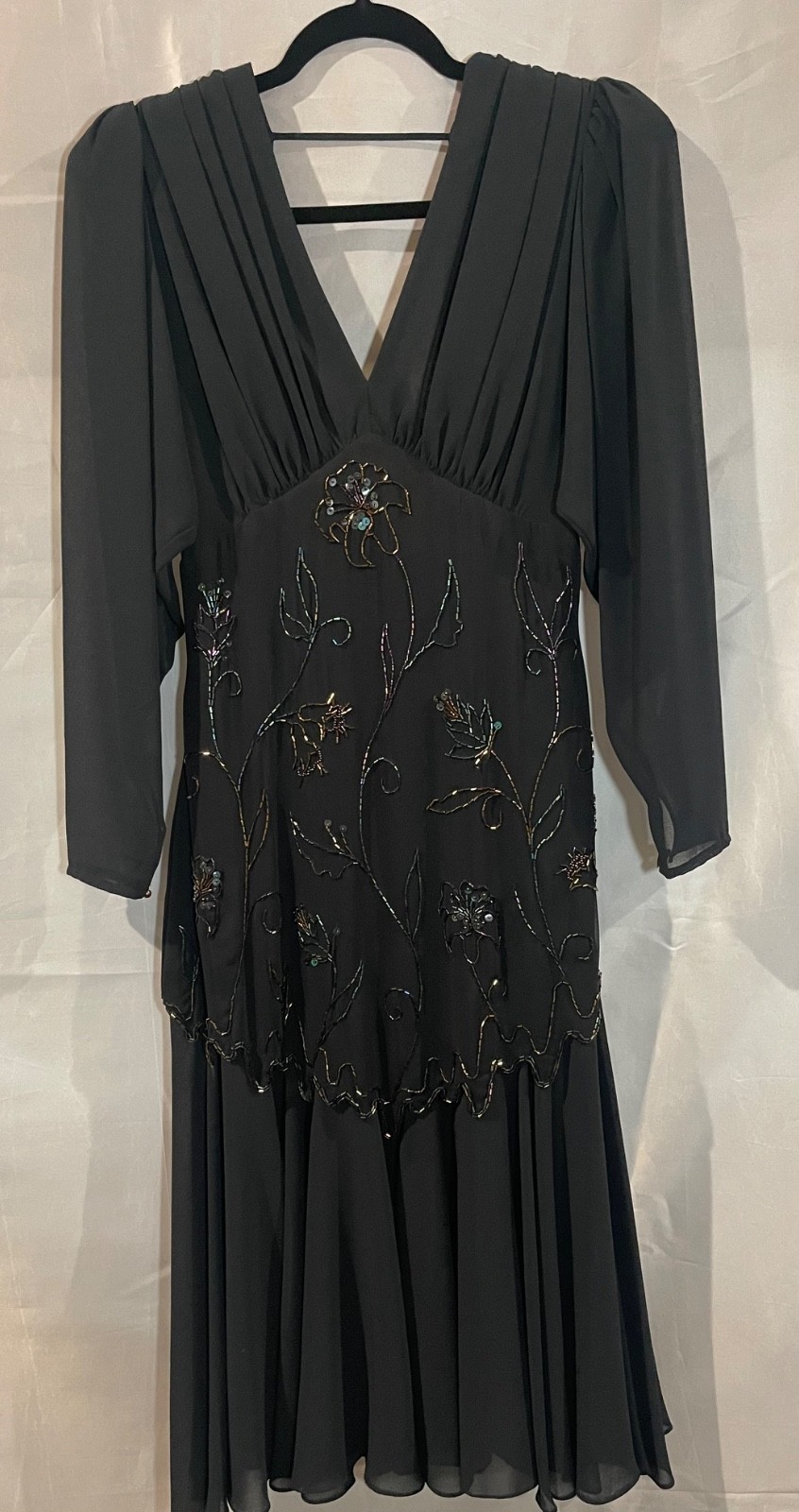 Vintage Casadei Black Multi Color Beaded Cocktail Dress