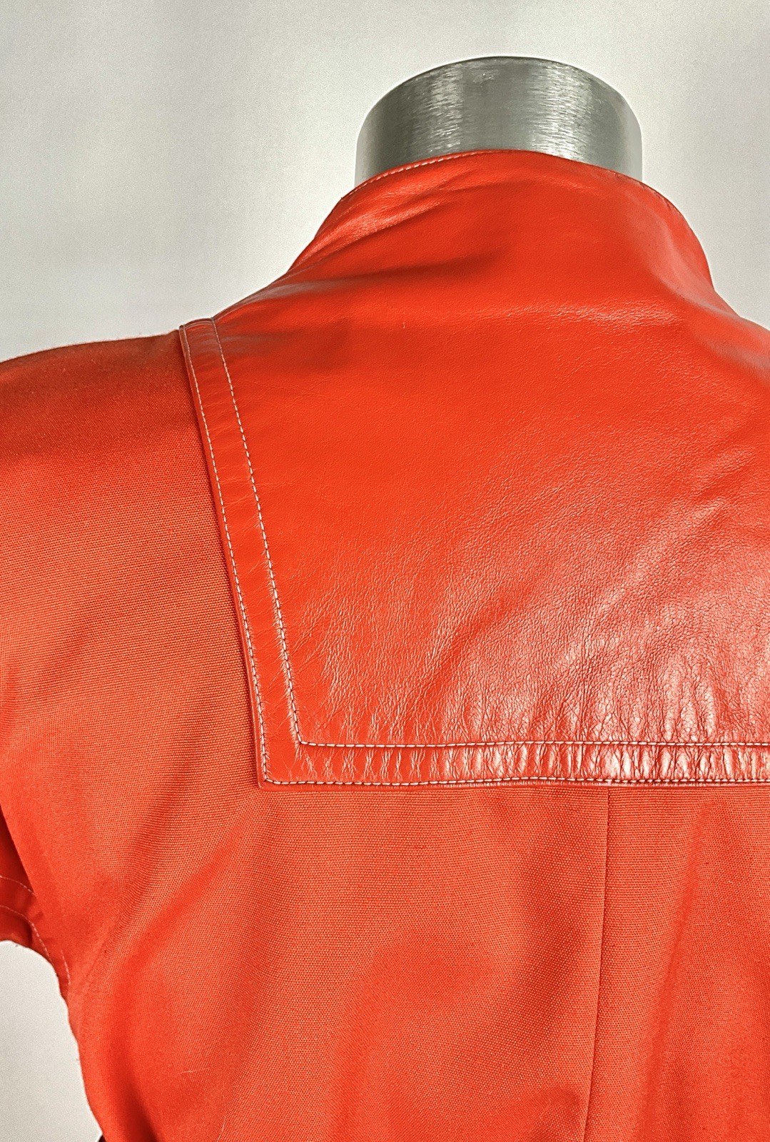 Vintage 1960’s Bonnie Cashin Sills Tangerine Canvas Coat w Big Leather Pocket