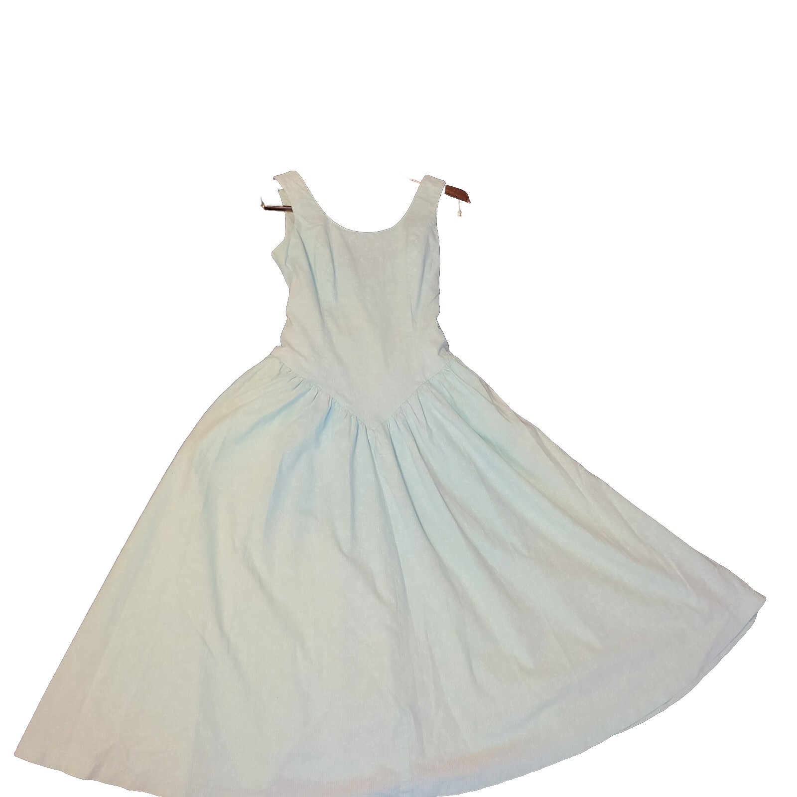 Vtg 80’s Joni Blair Dress Sz 7 Pastel Blue Green Stripes Floral Retro Sundress