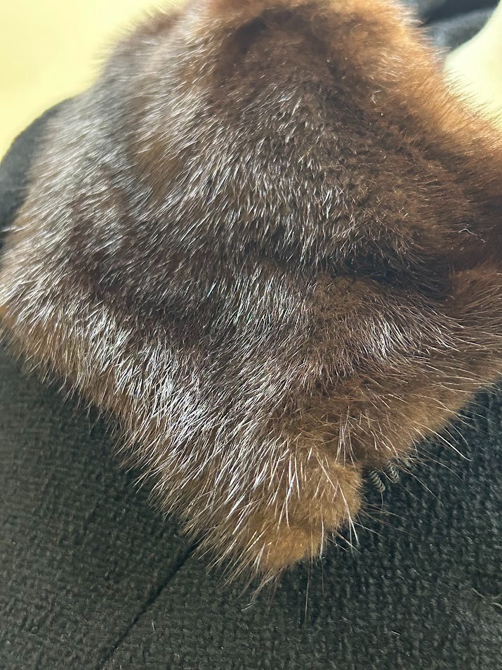 VTG ILGWU Union Made Wool Opera Swing Overcoat Black Fur Collar Women Sz 2XL