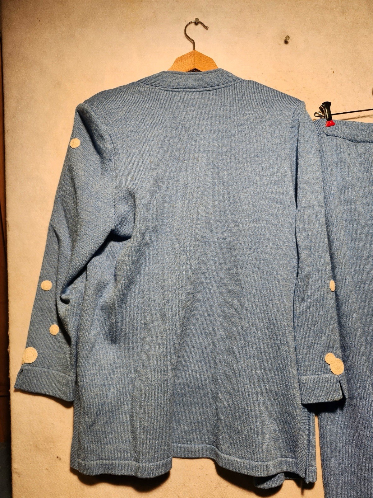 VTG J.S.S. Knit Pants Suit Wool Blend Cardigan 3 Piece Leisure Loungewear Sz XL