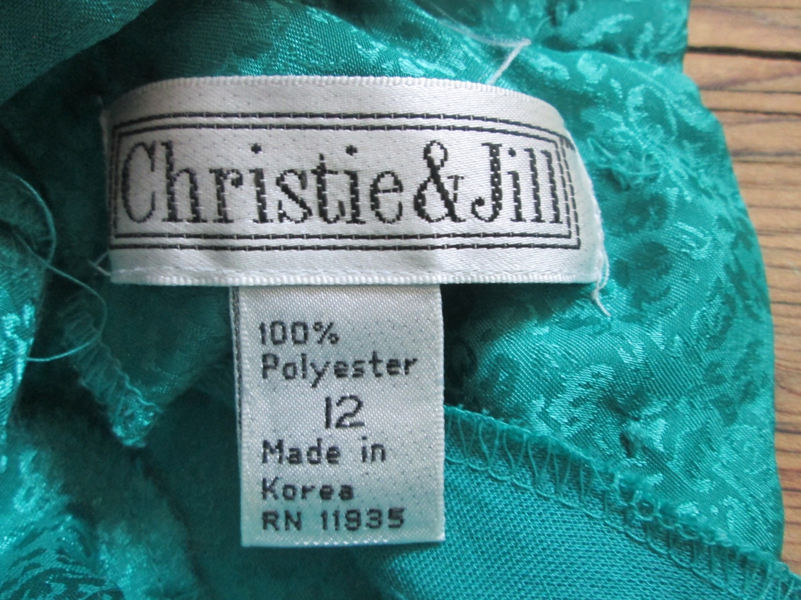 Vintage Christie & Jill Silky Blouse 12 Large Shirt Mandarin Collar Pleat Green