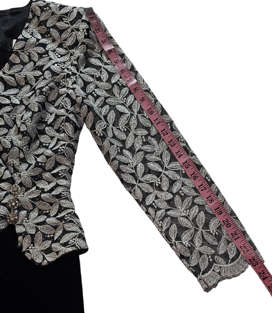 Vintage ASPEED Sequin Metallic Stitch Jacket Velvet Skirt Dress Women’s Size M