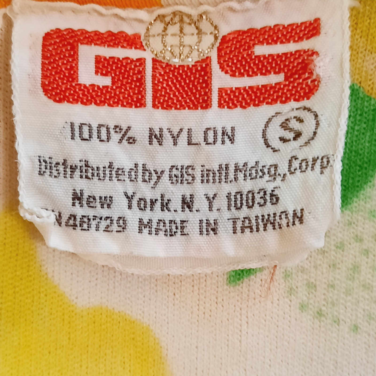 Vintage 70’s GIS Nylon Crew Neck T-Shirt Flower Power Mod Print Groovy Small