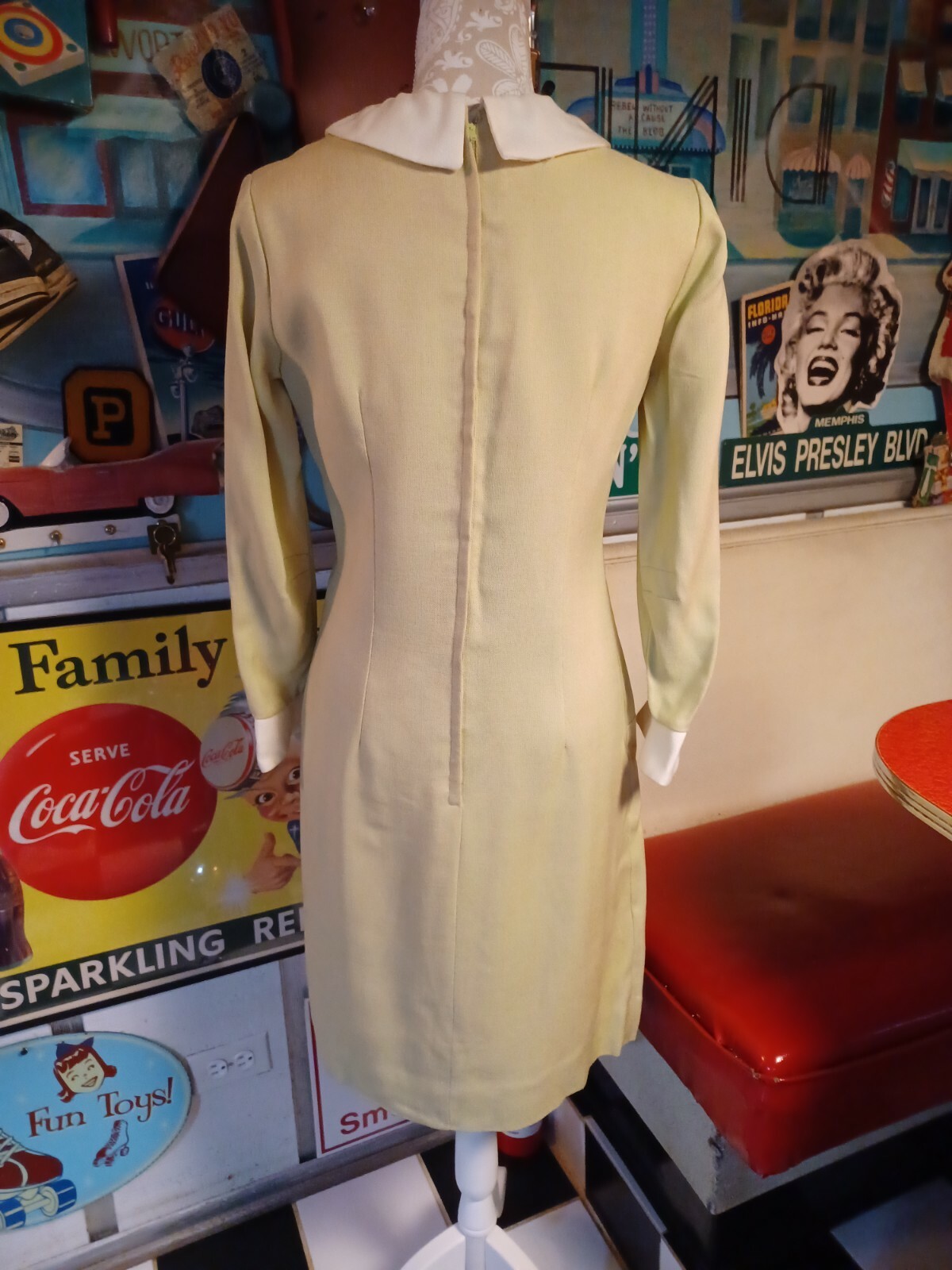 True Vtg Mid-century Modern 1960s Linen Anr Jr Sheath Dress Mod GoGo MCM EUC