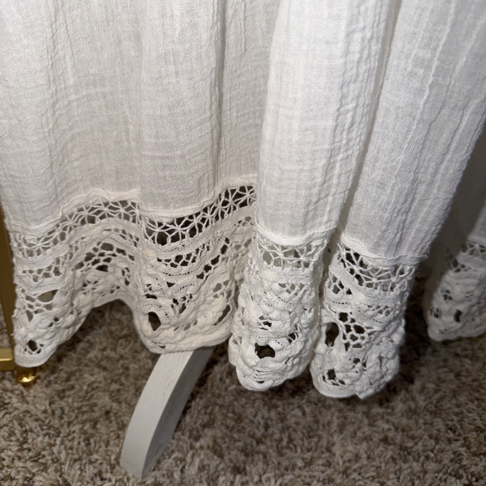 80’s Vtg Prairie Victorian Cottage Core Yolk Lace Maxi Dress Size Small USA S