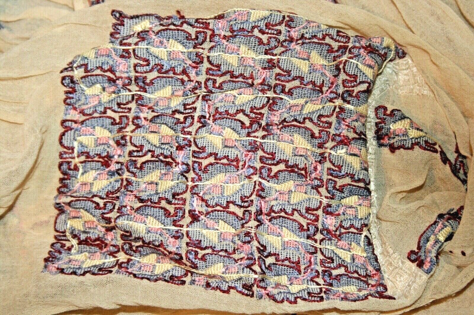 Vtg Silk Embroidered Hungarian Romanian Chiffon Gauze Sheer Peasant Blouse Boho