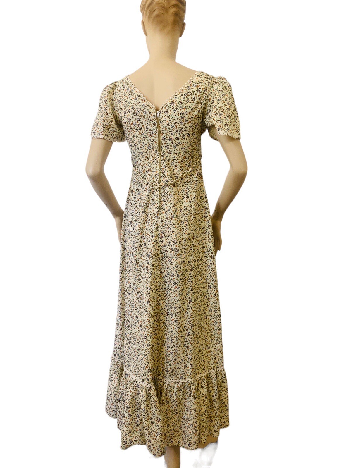 Vintage Candi Jones California Prairie Cottagecore Coquette Maxi Dress 70s XS-S