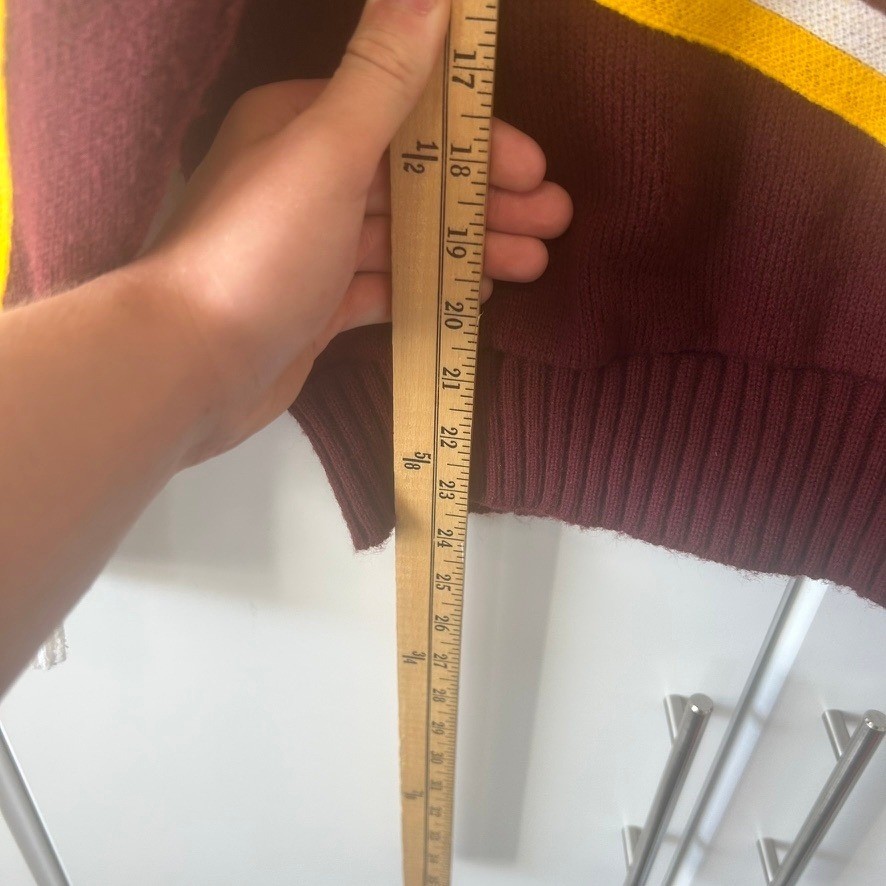 Vintage Hatchers Mfg RHS Cheerleader Sweater Maroon Gold White Stripe Large USA