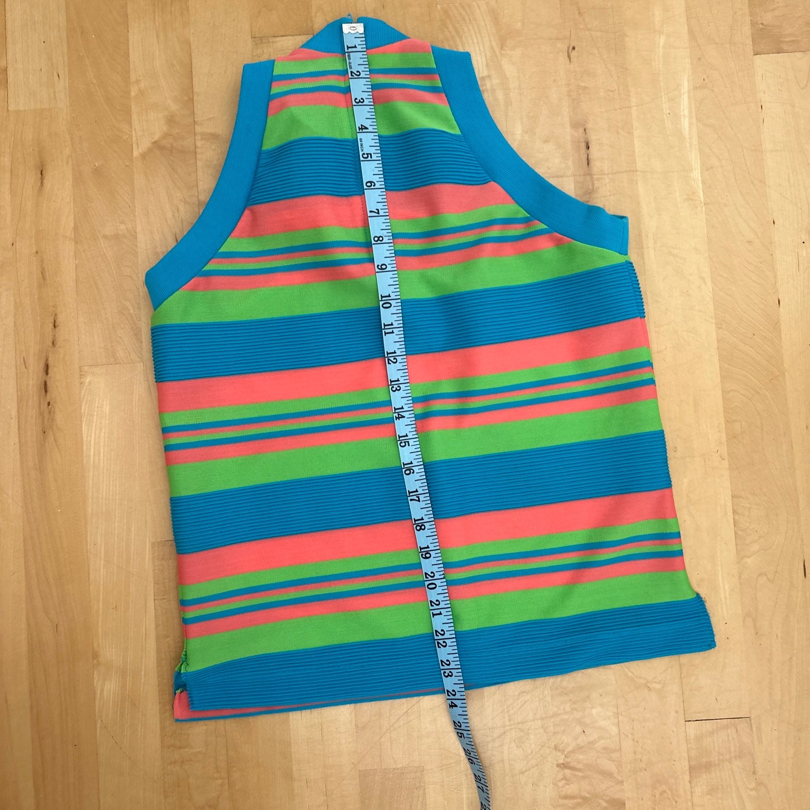 VINTAGE 60s Cole of Cali SLEEVELESS TOP SHERBERT STRIPES, SIDE SLIT, BACK ZIPPER