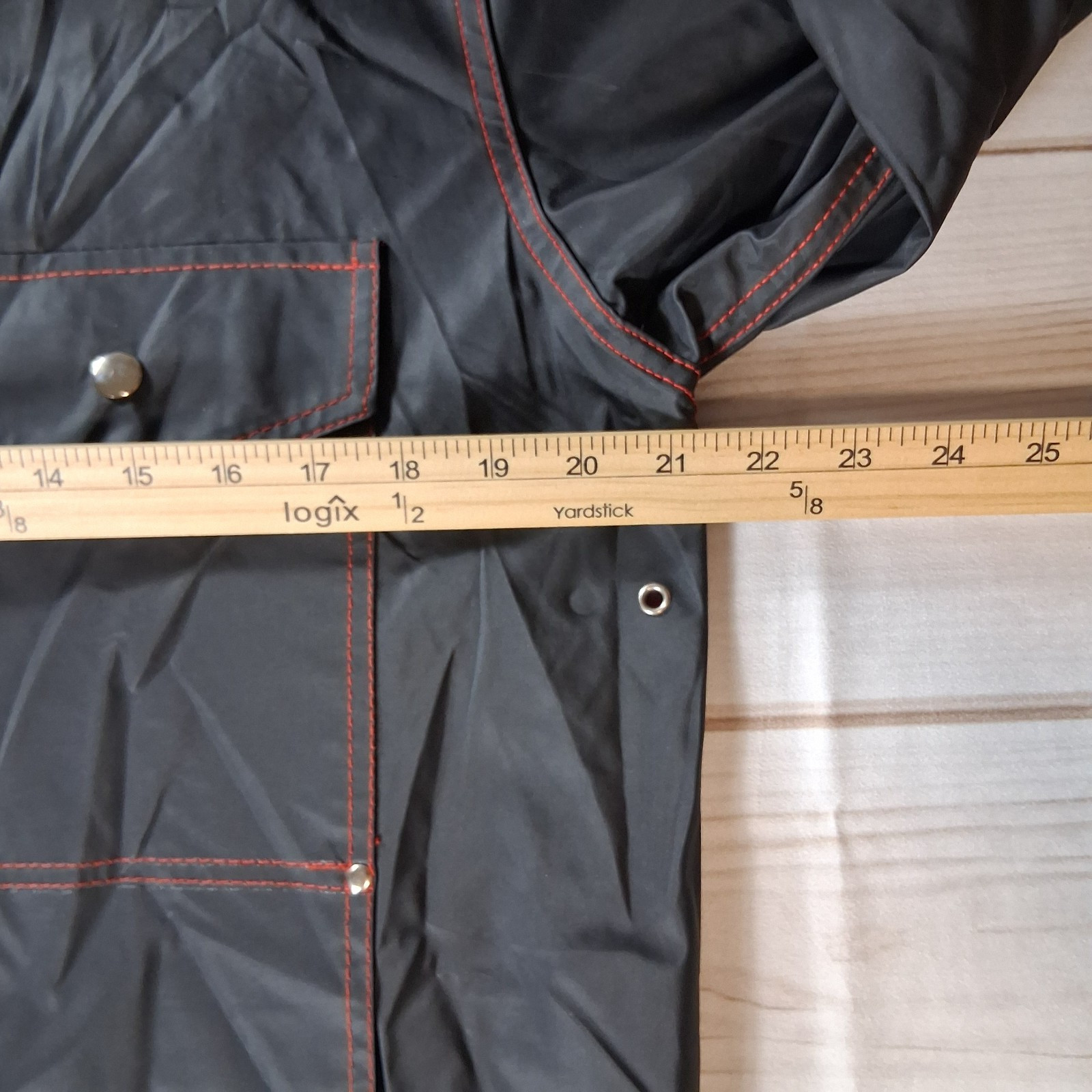 Rainskins Vintage 1980s Hooded Vinyl Raincoat Womens Size L Black Snap Front