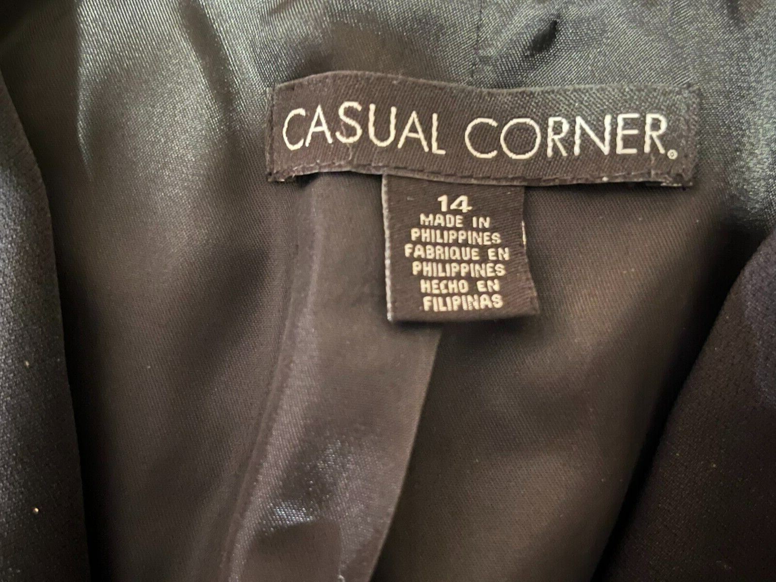 Casual Corner Blazer Black Size 14 Light Triacetate Lined No pockets