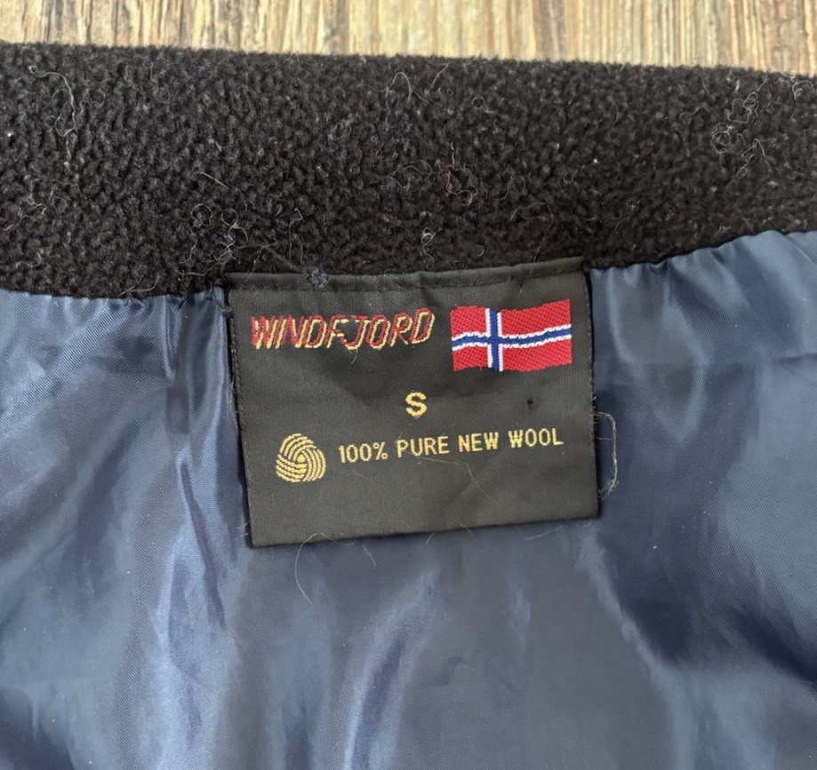 Vtg Windfjord Classic Bergen Norway Pure Wool Sweater S Full Zip Blue Red White