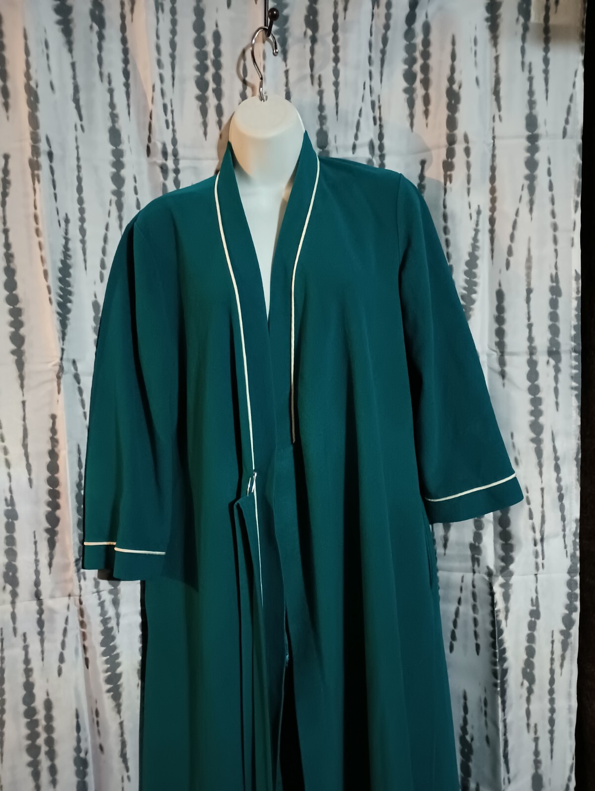 S Vintage VTG Small Vanity Fair Bath Robe House Coat – Dark Aqua w Tie