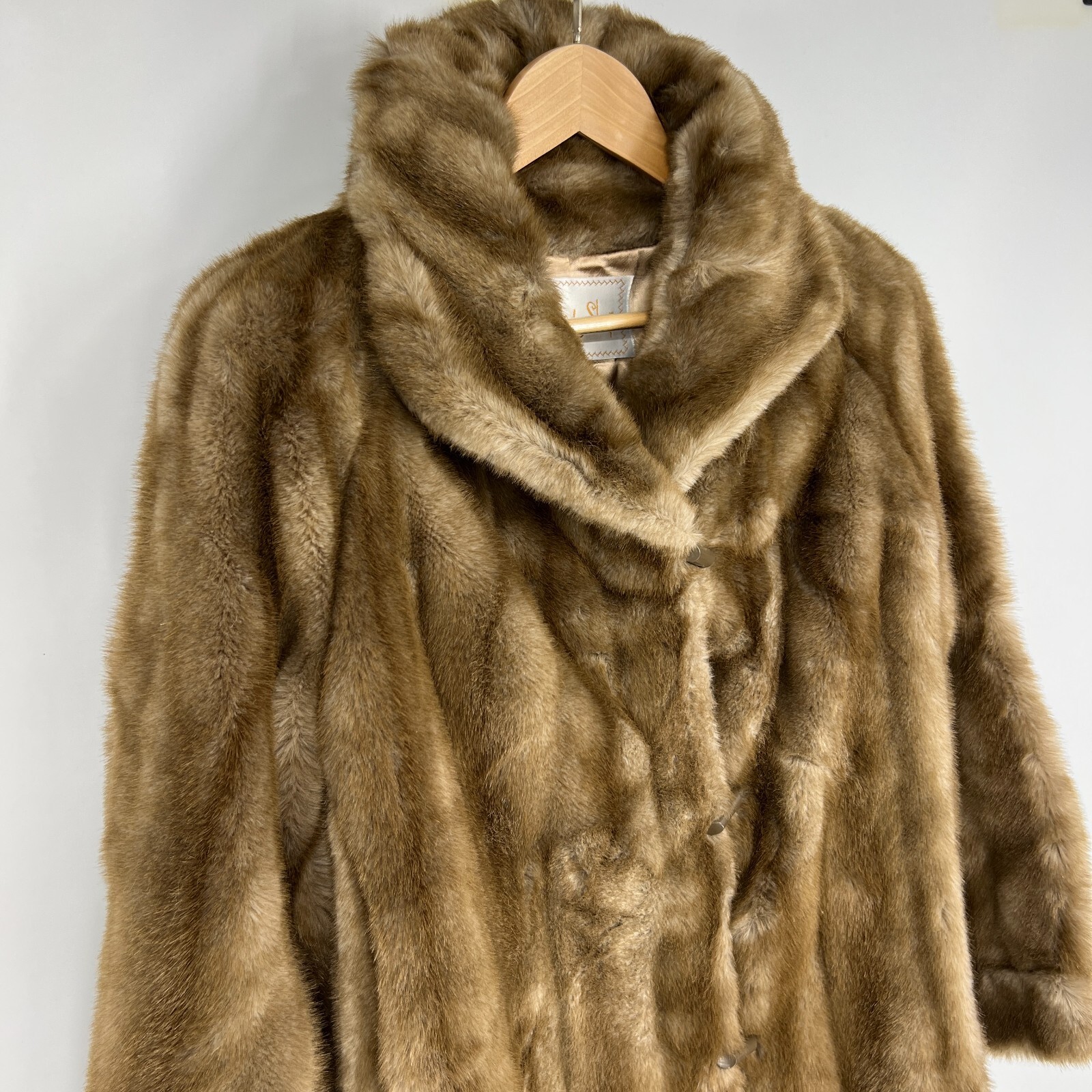 MILADY SHOP Vintage Pastel Mink Coat Womens S/M A-Line 1960s Collared Long Lined