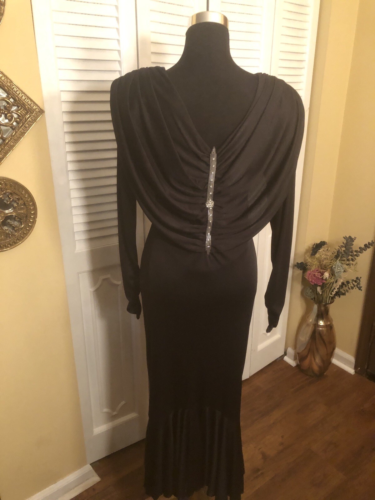 Climax Karen Okada Vintage Black Formal Dress W/Beading – 10