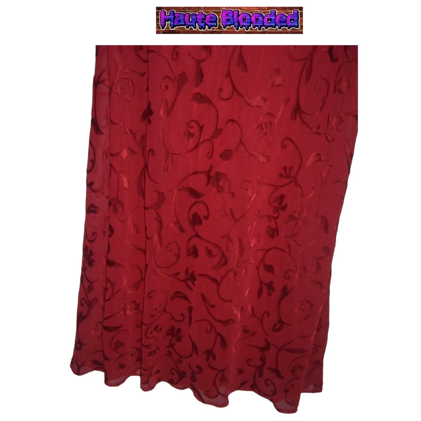 Vintage 90’s Dress 579 Friends Red Maxi Flower Crushed Velvet y2k Fairy Cottage
