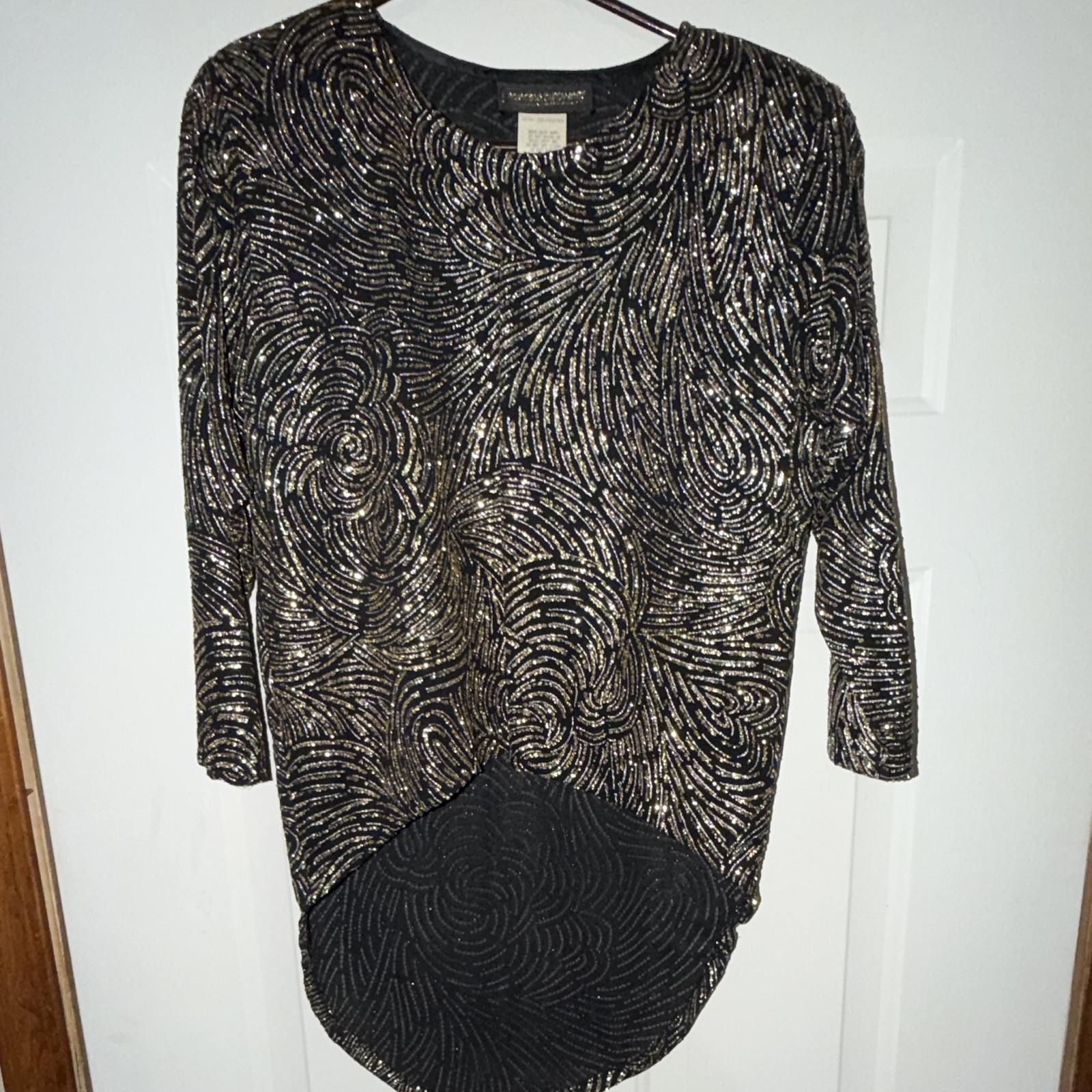 Vintage 80-90’s Glamorous Glitter Long Tail Blouse Sz S
