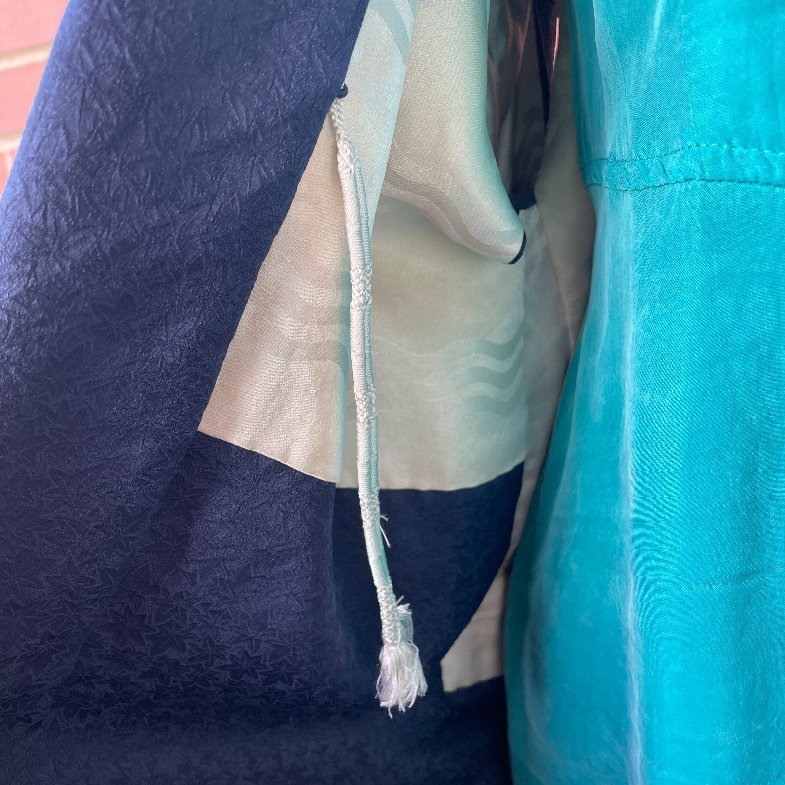 Vintage Japanese Navy Blue Silk Haori Leaf Kimono Size S-L