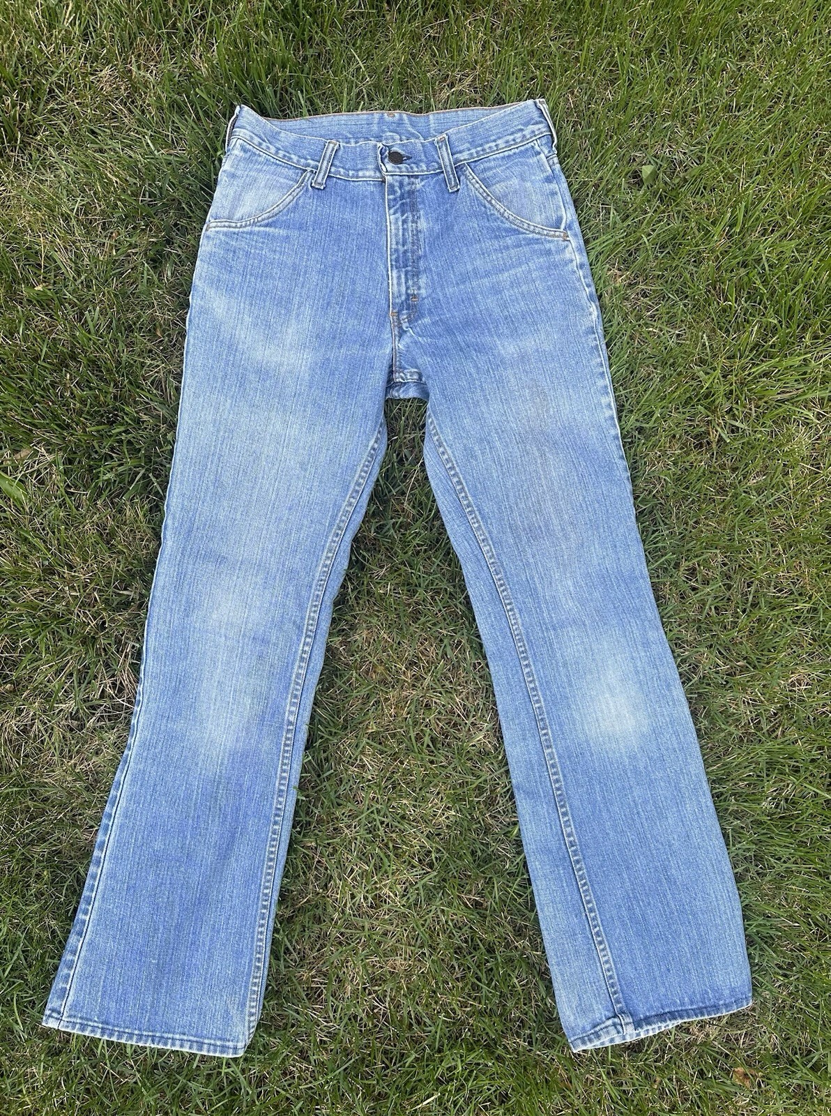 Vintage 1970s Sears Put-On Shop Denim Jeans 28×32 Womens Flare Bell bottom
